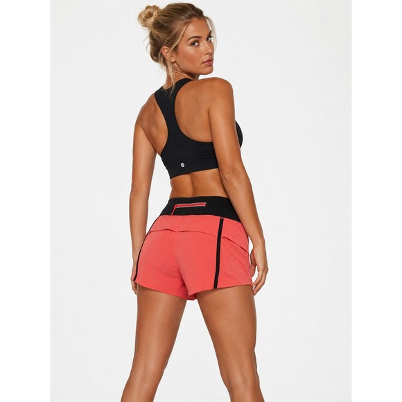 lululemon athletica Pants - Lululemon Speed Short Coral Pink Black Performance Running Shorts 6 S